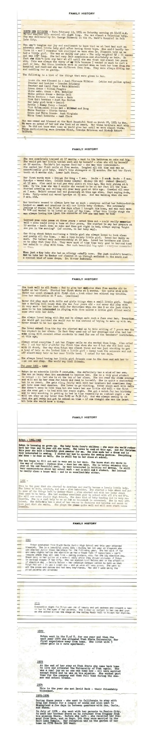 RLB History written by LeIsle Ericksen mother